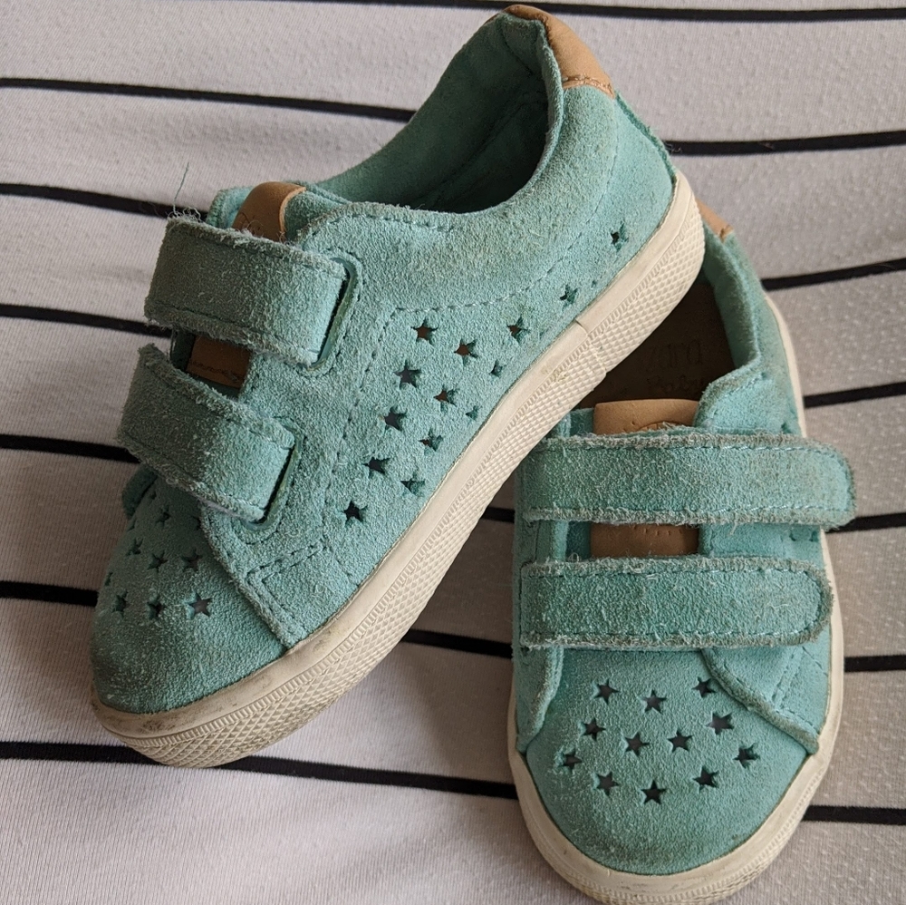 Zara Baby sz 20 suede sneakers blue turquoise